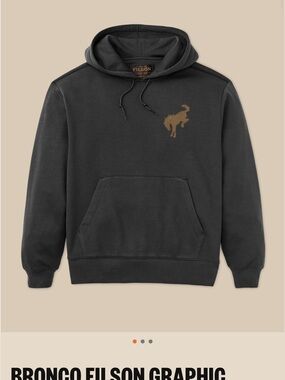 SOLD OUT- Rare Bronco- Filson Men’s Charcoal Pullover Hoodie with Brown Bronco